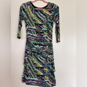 Cluny Cocktail Dress in tiers, Stretch